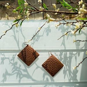 Brass Diamond Shape Earring Set